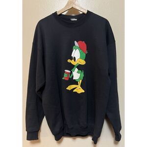 Vintage Plucky Duck Graphic Sweatshirt Tiny Toons Black‎ Long Sleeve Unisex GUC